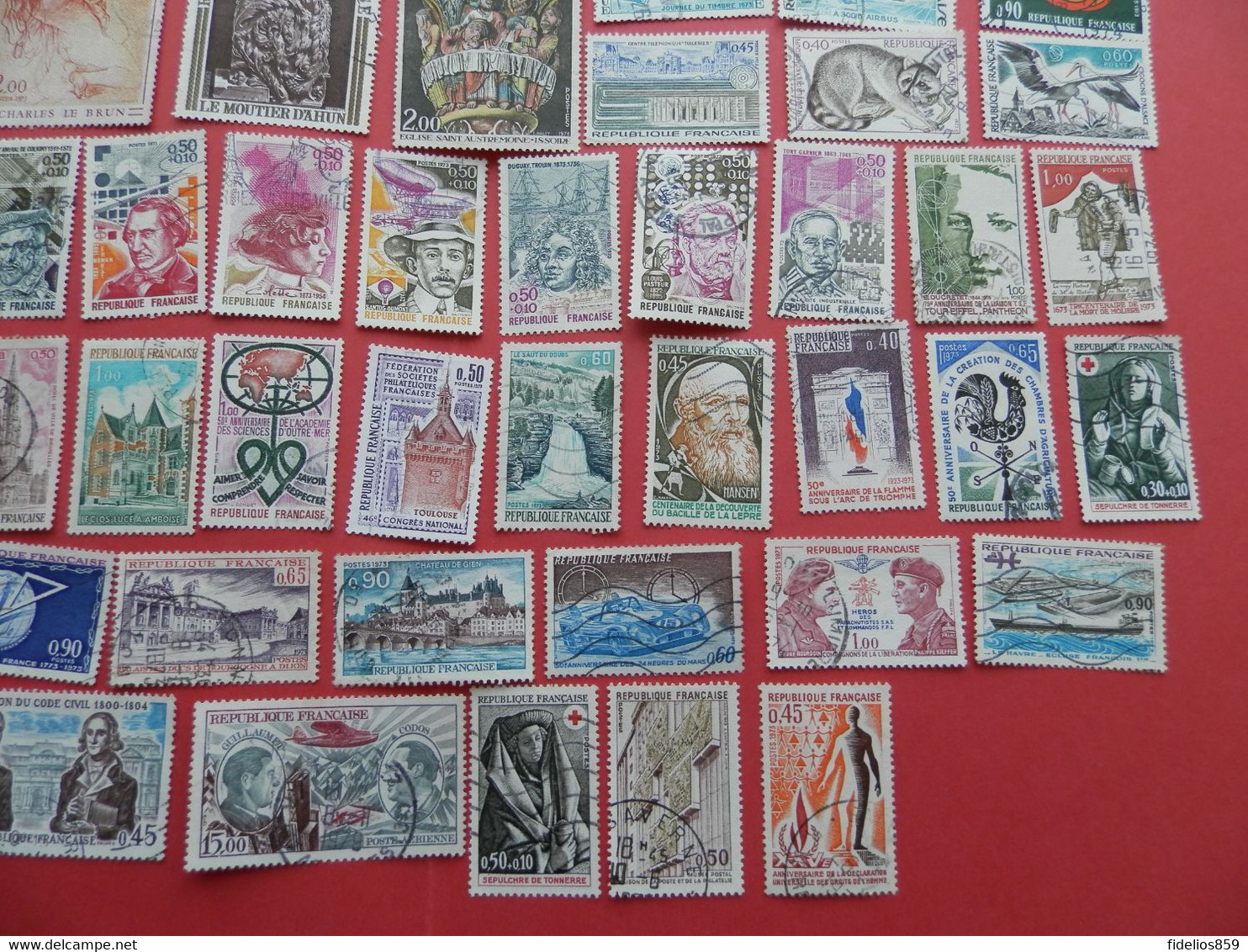 FRANCE OBLITERES : ANNEE COMPLETE 1973 SOIT 46 TIMBRES POSTE DIFFERENTS + PA 48  1ER CHOIX - 1970-1979