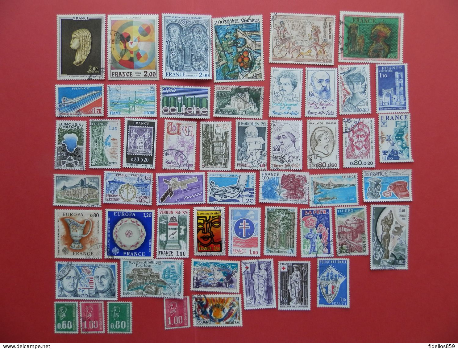 FRANCE OBLITERES : ANNEE COMPLETE 1976 SOIT 51 TIMBRES POSTE DIFFERENTS 1ER CHOIX - 1970-1979