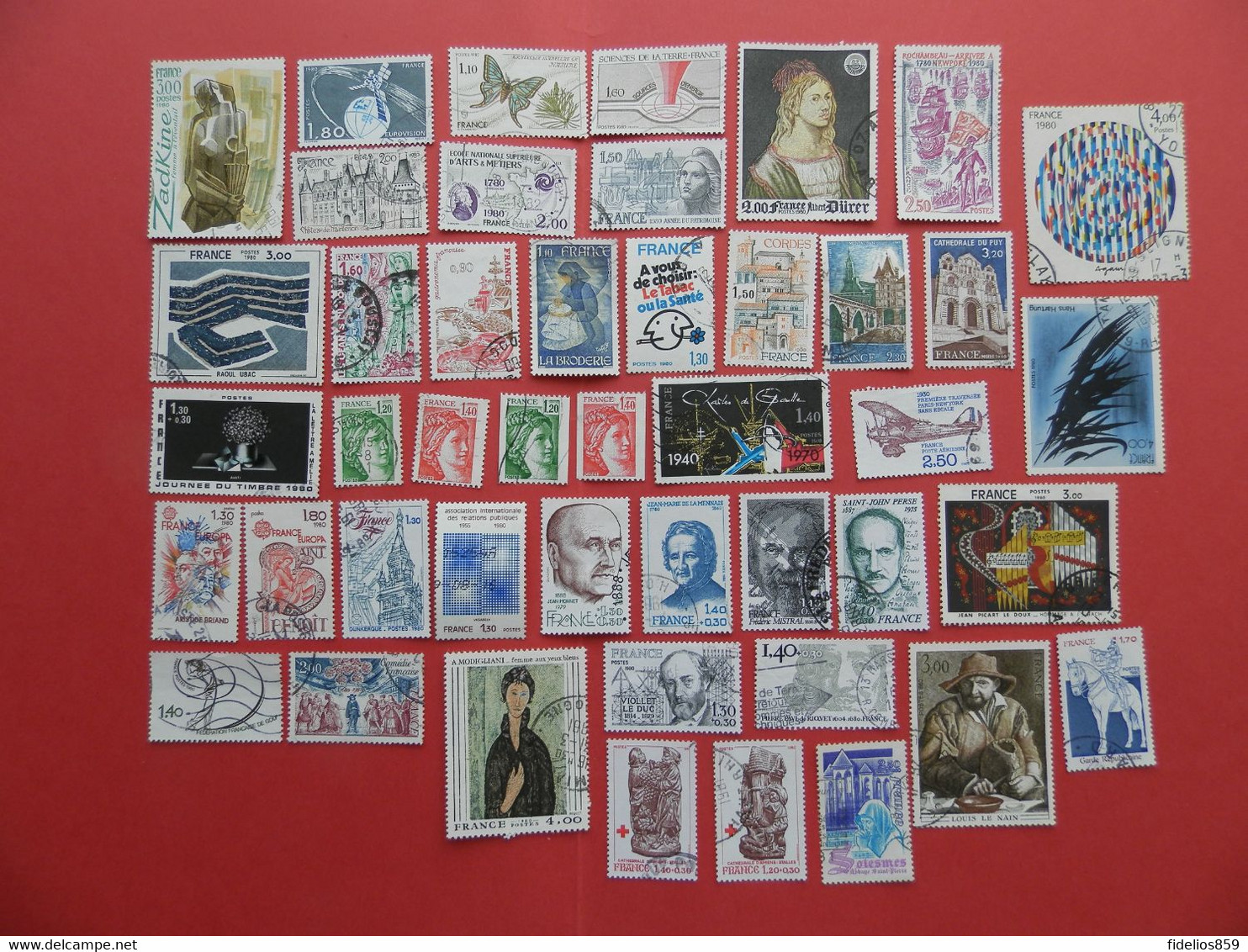 FRANCE OBLITERES : ANNEE COMPLETE 1980 SOIT 45 TIMBRES POSTE DIFFERENTS 1ER CHOIX - 1980-1989