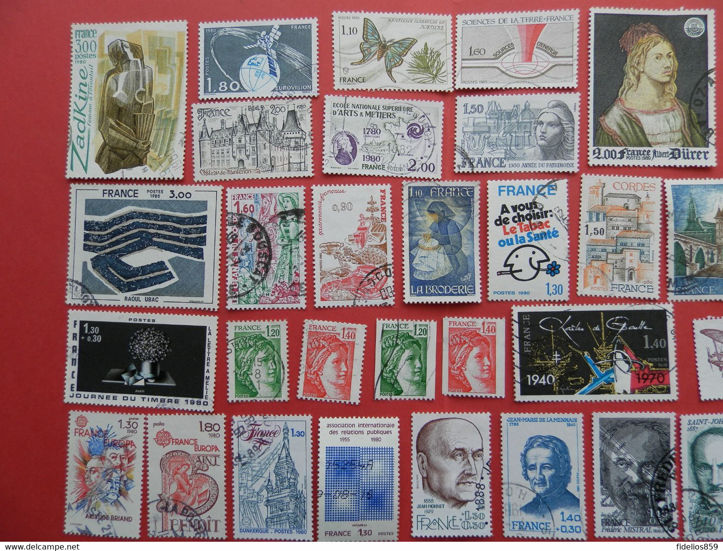 FRANCE OBLITERES : ANNEE COMPLETE 1980 SOIT 45 TIMBRES POSTE DIFFERENTS 1ER CHOIX - 1980-1989