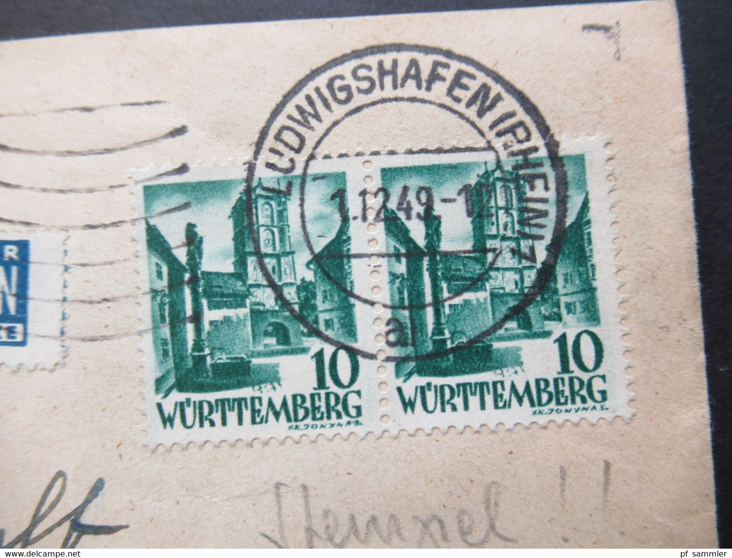 Französische Zone Württemberg Nr.33 MeF Stempel Ludwigshafen Rheinland (Pfalz) Mit Notopfer Mit Interessanter Zähnung! - Renania-Palatinado