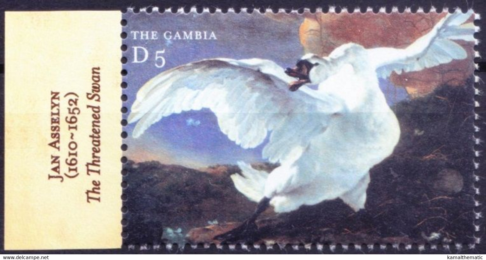 Gambia 2000 MNH, The Threatened Swan, Birds Painting By Jan Asselyn - Swans