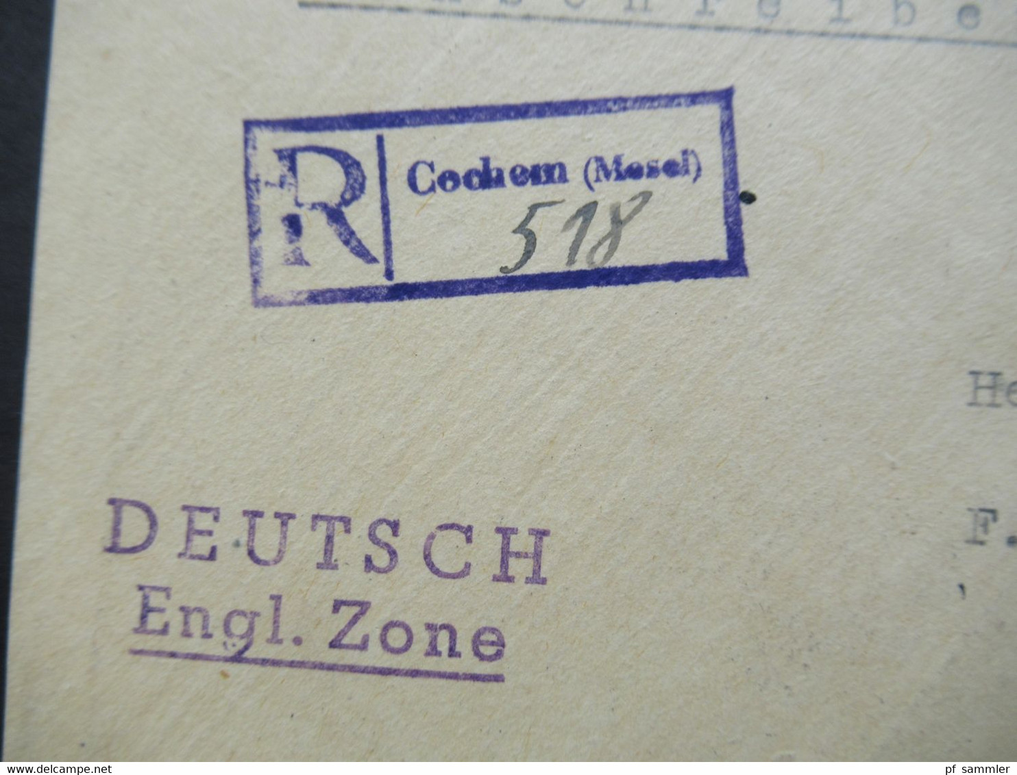 Französische Zone Rheinland Pfalz MiF Einschreiben R-Zettel Als Stempel Cochem (Mosel) Josef Eifel Buchhandlung - Renania-Palatinado