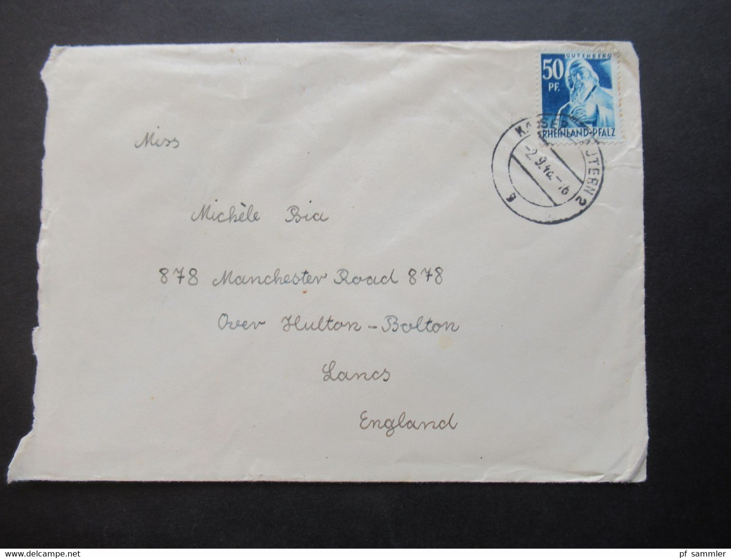 Französische Zone 1948 Rheinland Pfalz Nr.26 EF Auf Auslands Brief Nach England / Kaiserslautern - Lancs - Rijnland-Palts