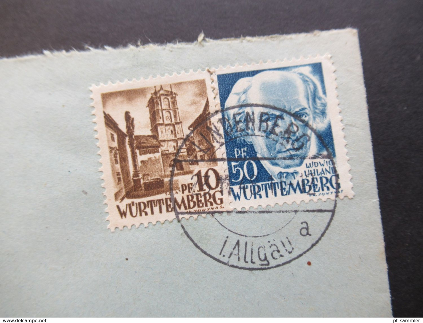 Französische Zone 1948 Württemberg MiF Fernbrief Nach München Umschlag Cafe Weinstube Peter Herberger Lindenberg Allgäu - Württemberg