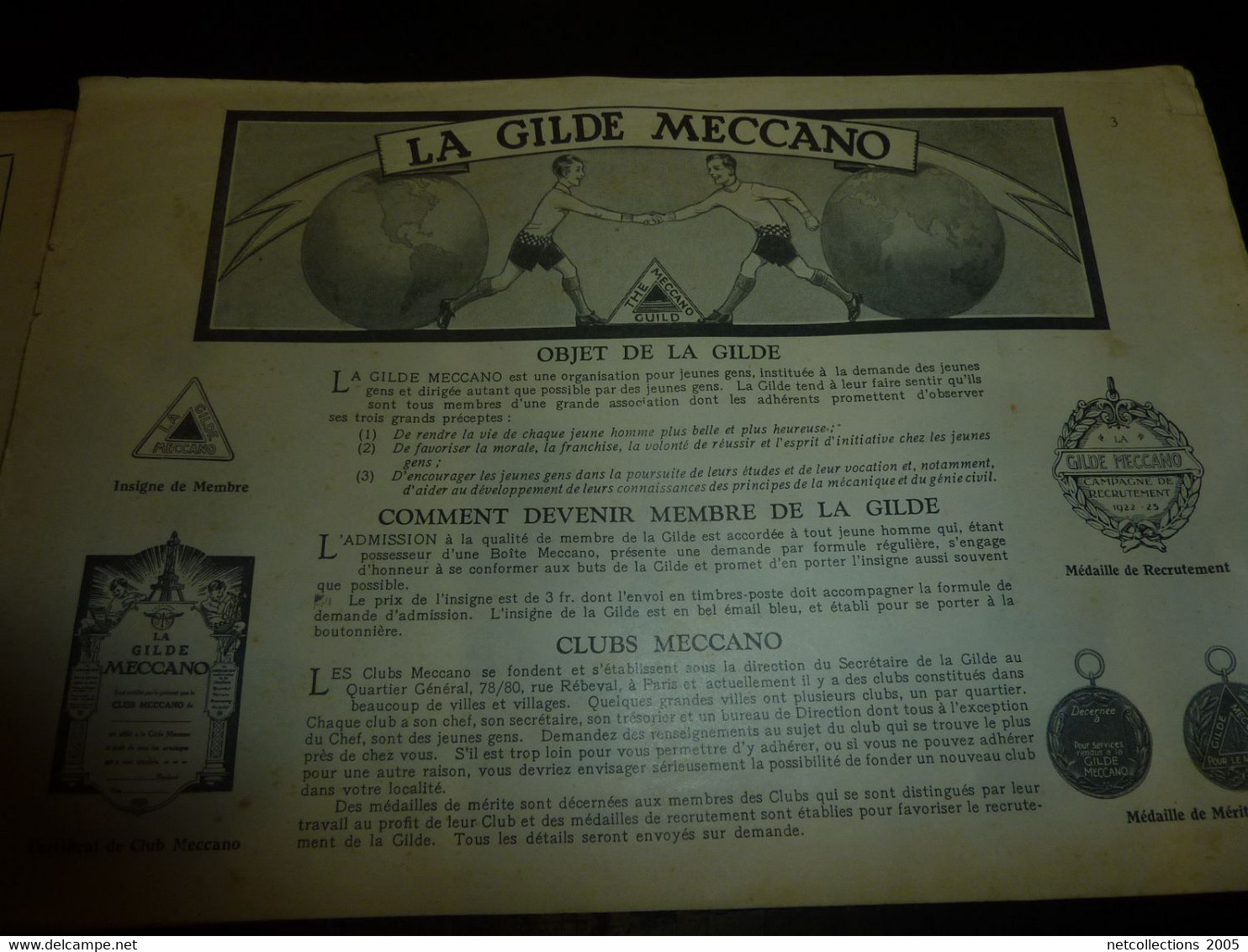 MECCANO INSTRUCTIONS POUR L'EMPLOI DE LA BOITE N°0 - MECCANO France Ltd 78-80 Rue Rébeval, PARIS - RARE (boite Bleu) - Meccano