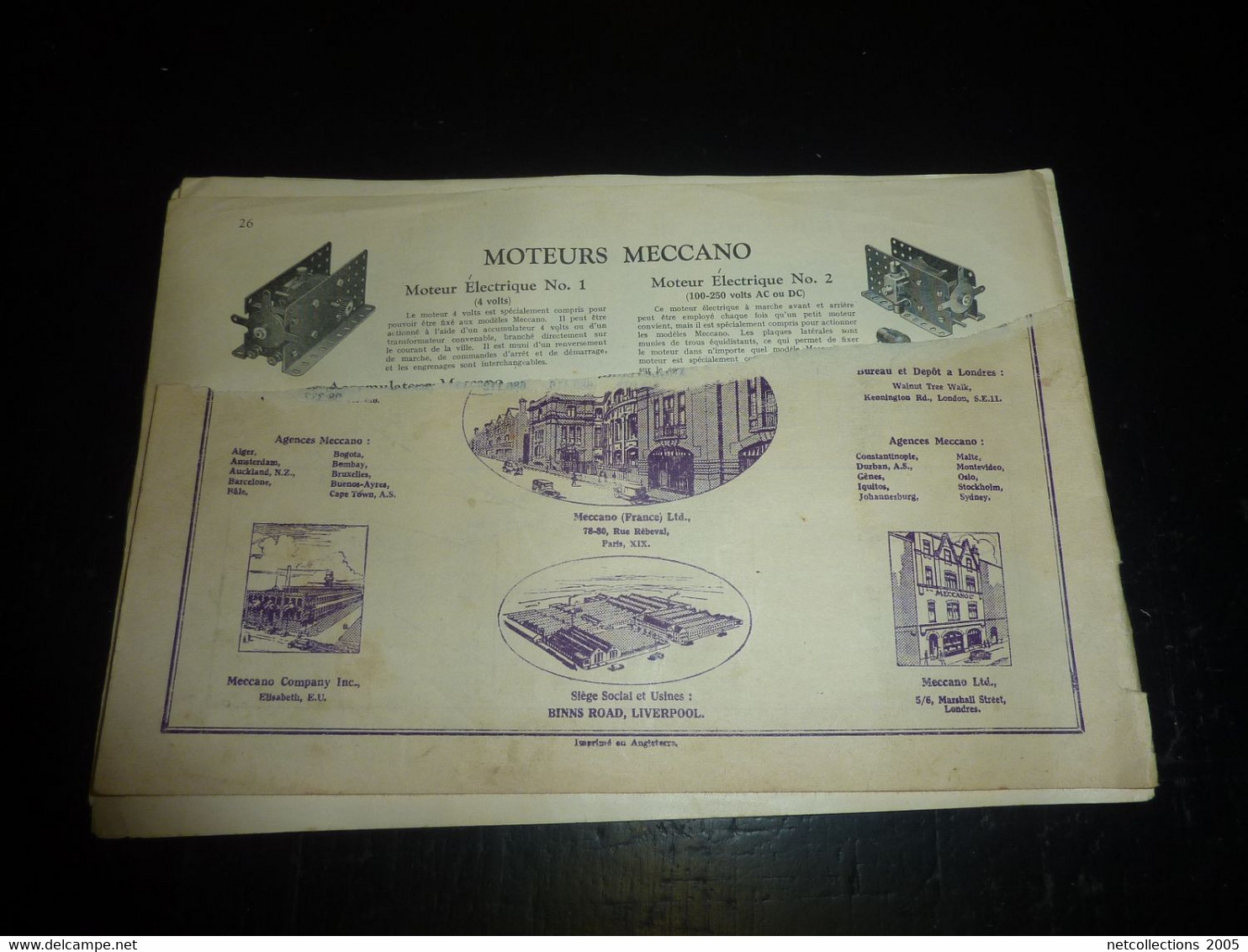 MECCANO INSTRUCTIONS POUR L'EMPLOI DE LA BOITE N°0 - MECCANO France ltd 78-80 rue Rébeval, PARIS - RARE (boite bleu)