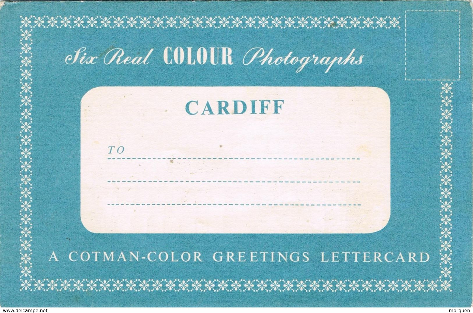 48991. Block Six Real Color CARFIFF (Gales) Lettercard - Cardiganshire