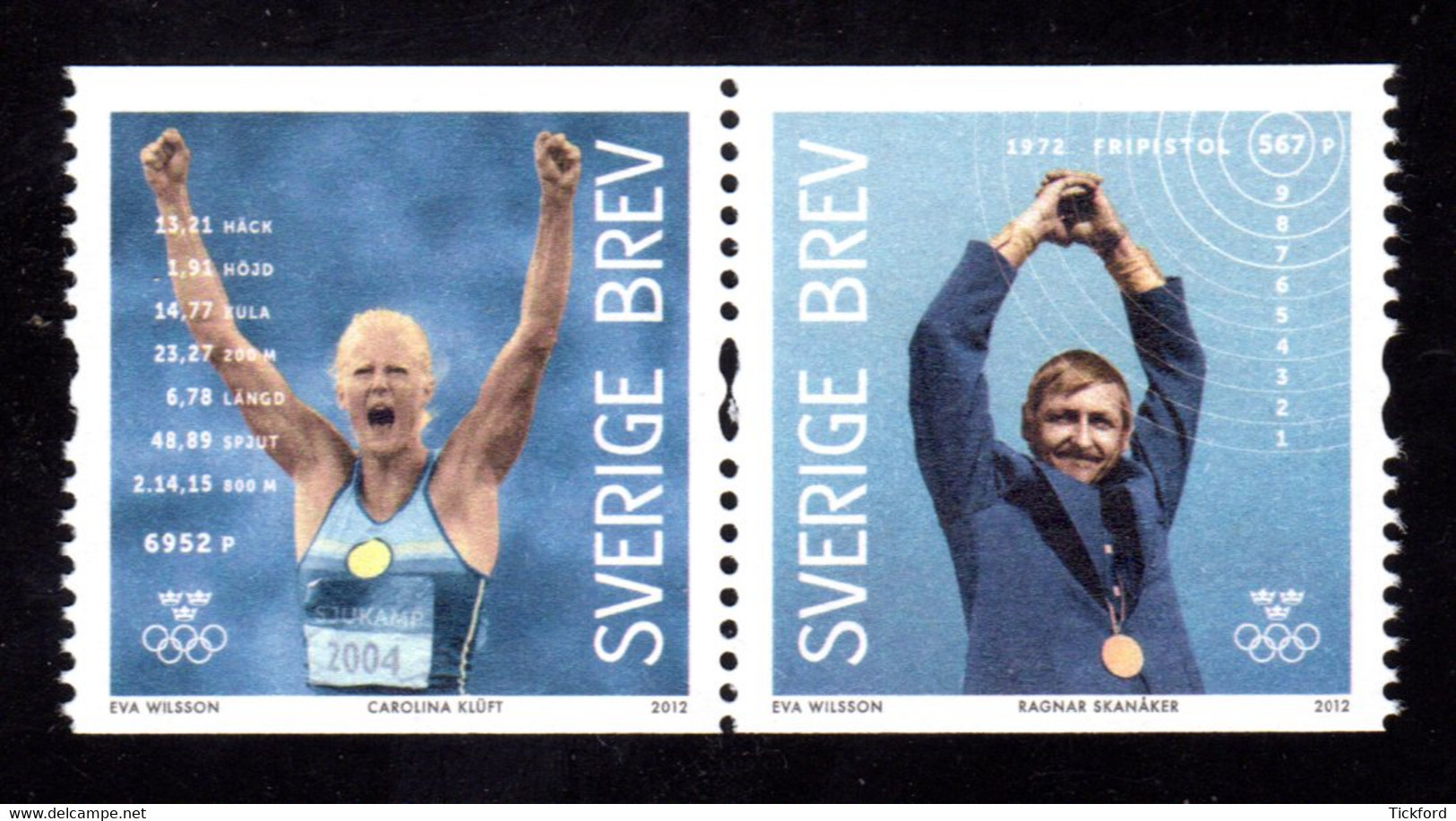 SUEDE 2012 - Yvert 2864/2863 - NEUFS** MNH - Facit 2899/2898 - Sportifs Suédois Médaillés Aux J.O. - Ungebraucht