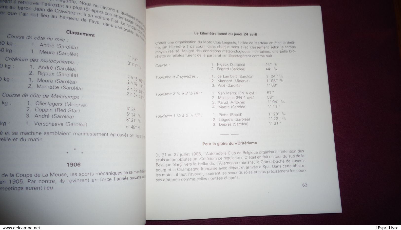 AU TEMPS DES PHARES A CARBURE Gaspard Motocyclisme Huy Moto FN Saroléa De Dion Bouton Minerva Wanderer Indian Scaldis