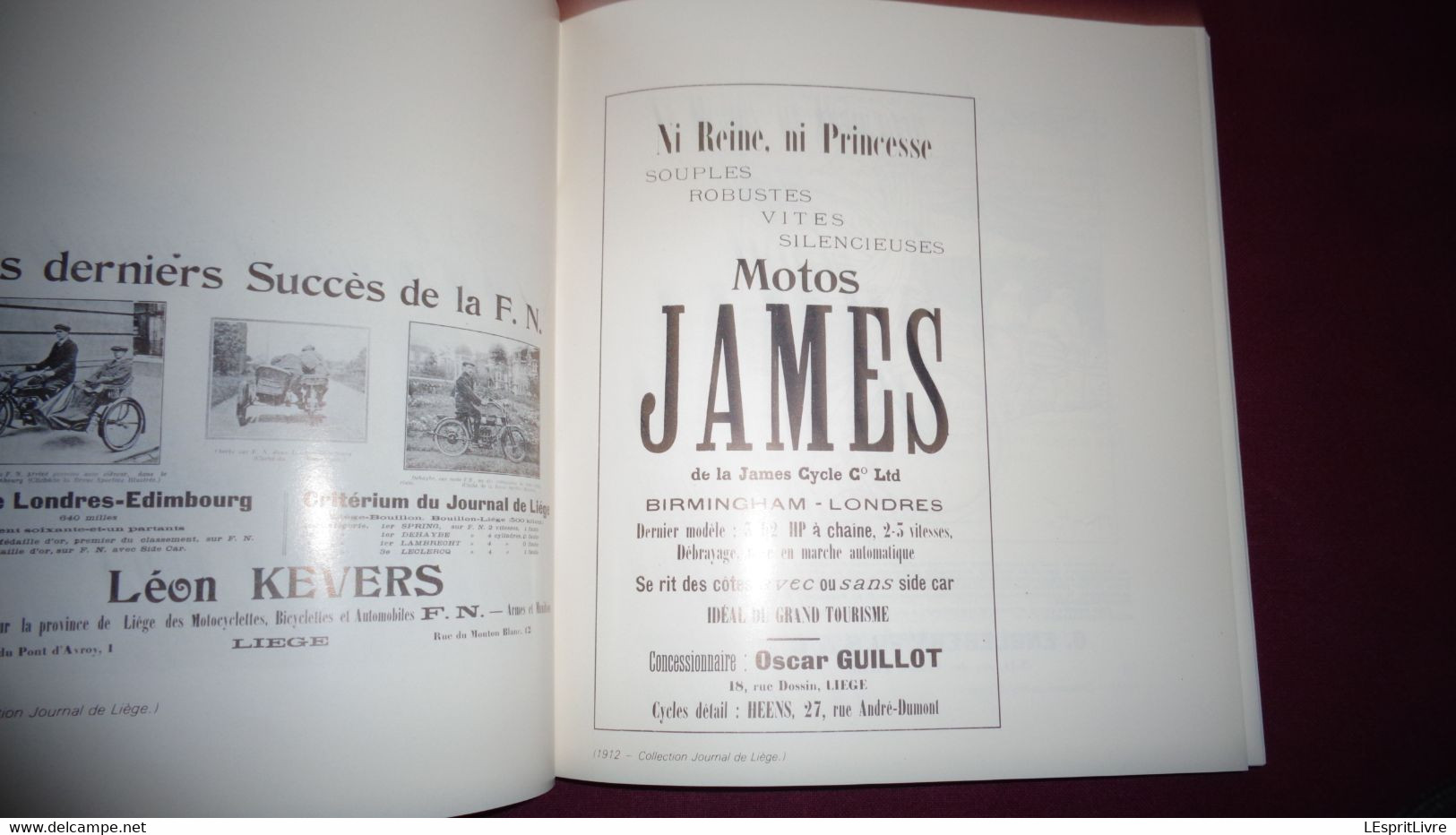 AU TEMPS DES PHARES A CARBURE Gaspard Motocyclisme Huy Moto FN Saroléa De Dion Bouton Minerva Wanderer Indian Scaldis