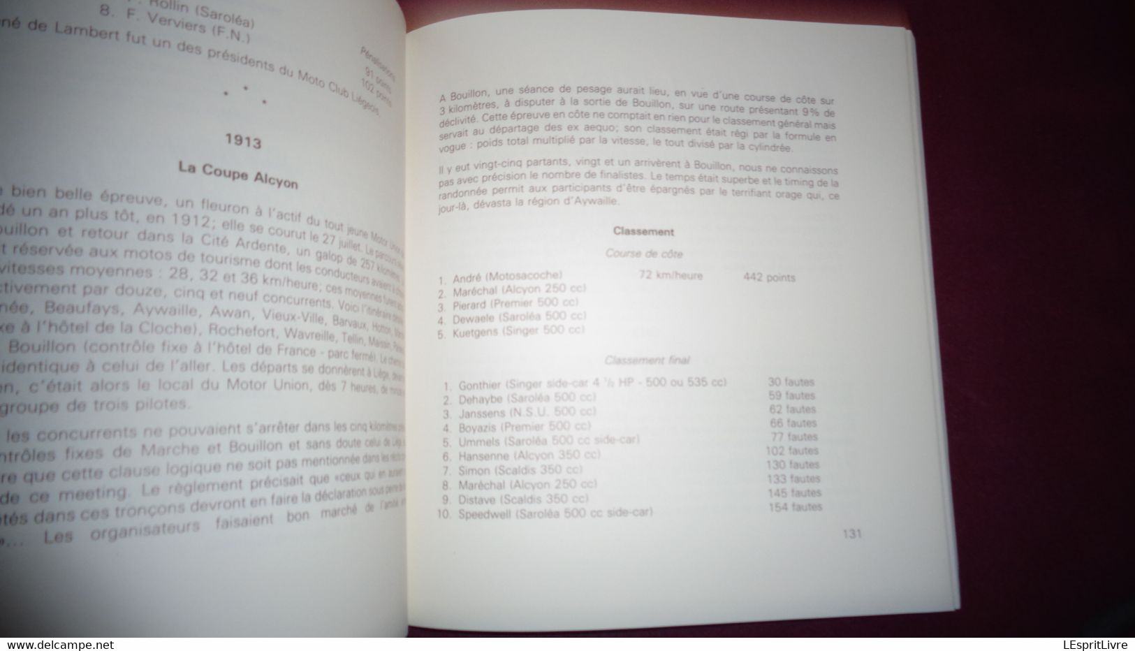 AU TEMPS DES PHARES A CARBURE Gaspard Motocyclisme Huy Moto FN Saroléa De Dion Bouton Minerva Wanderer Indian Scaldis