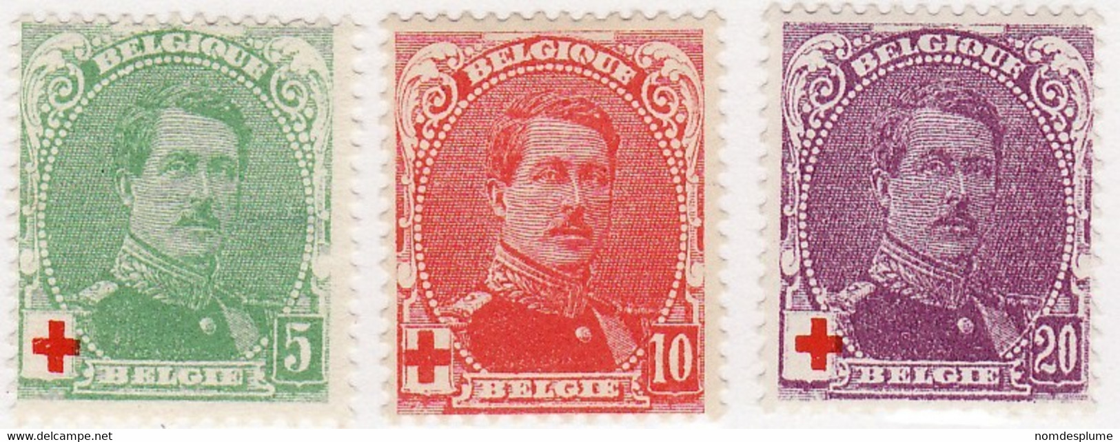 2502) Belgium  MH* 1914 Scott B25-27 - 1914-1915 Croix-Rouge