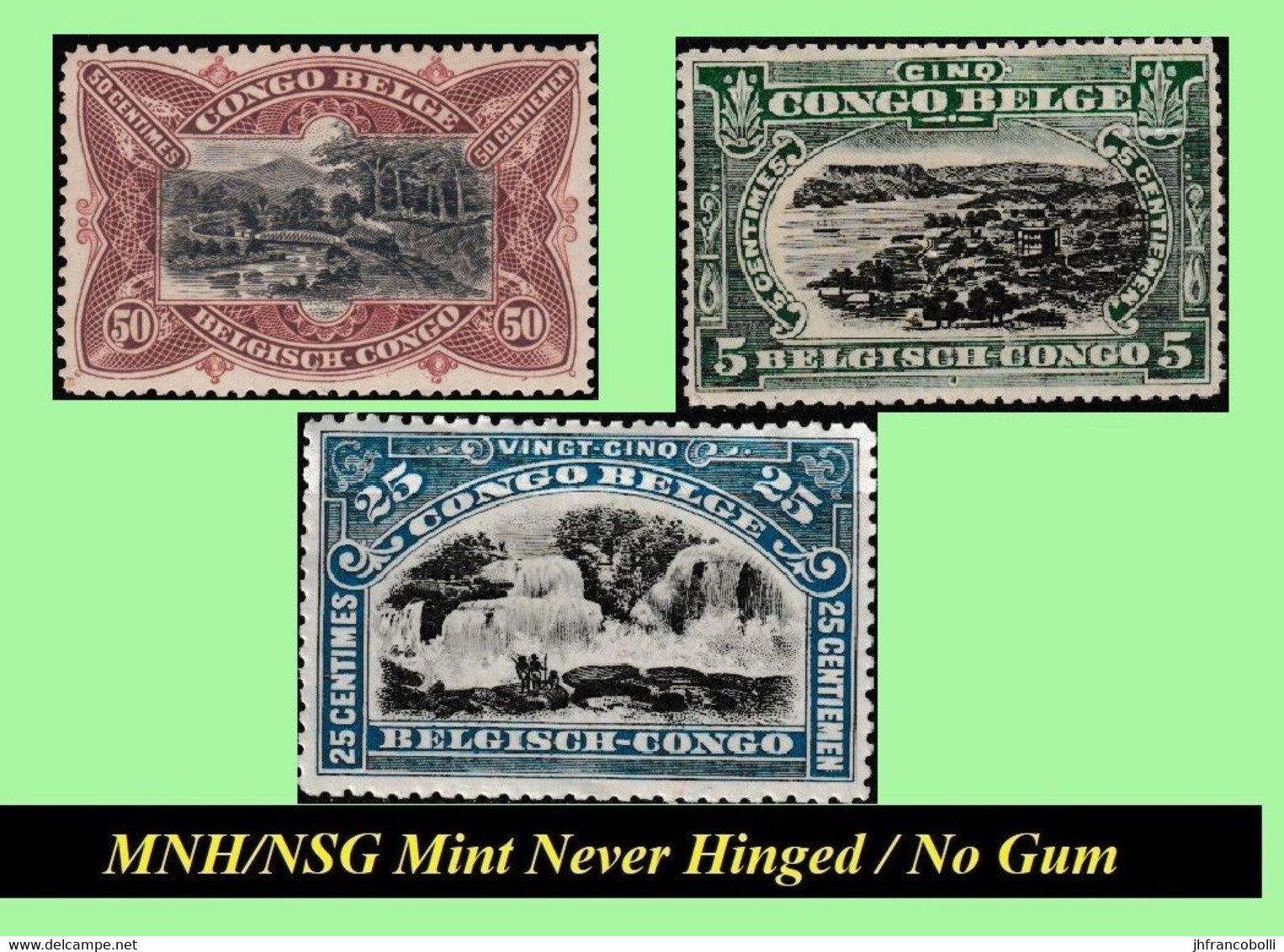 1915 ** BELGIAN CONGO / CONGO BELGE = COB MNH/NSG 064+067+069 LANDSCAPE MATADI / TRAIN / BLUE FALLS - Nuovi