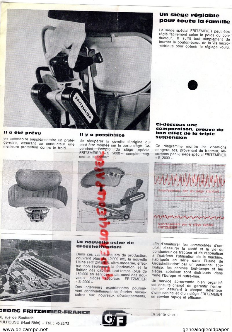 68- MULHOUSE-PROSPECTUS PUBLICITE GEORG FRITZMEIER -TARIF 1964- 26 RUE DE ROUFFACH- SIEGE S 2000 TRACTEUR AGRICULTURE - Agriculture