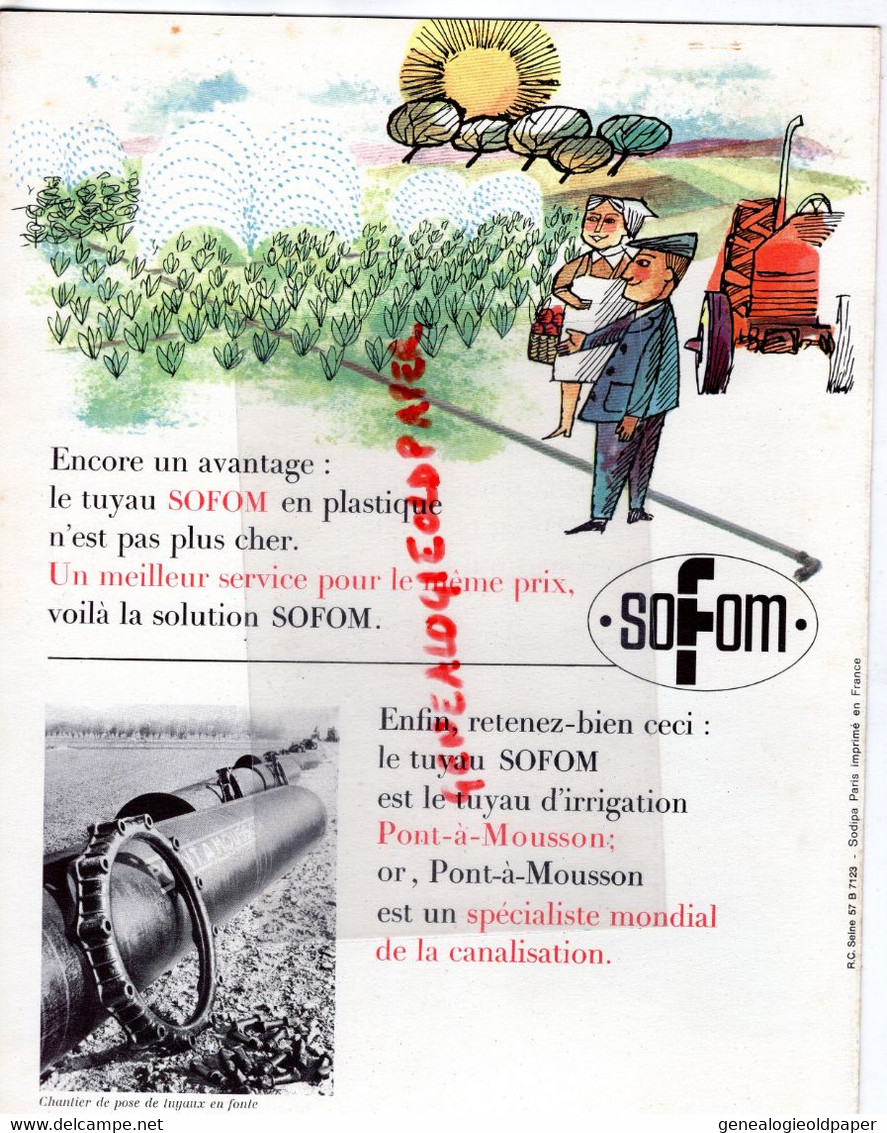 75-PARIS- DEPLIANT PUBLICITE SOFOM-SIVADE-MATERIAUX BOIS-03- MOULINS DOMPIERRE AGRICULTURE- IRRIGATION PONT A MOUSSON - Landwirtschaft