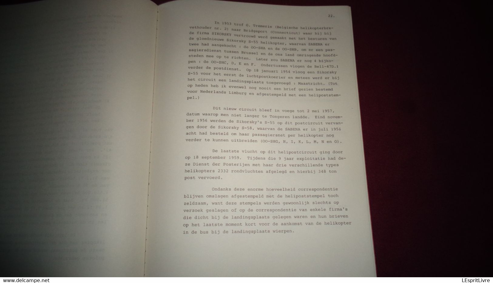 HET HELIKOPTERPOSTDIENST IN BELGIË Marcophilie Aéropostale Cachet Aérophilatélie Hélicoptère Luchtpost SABENA Sikorsky