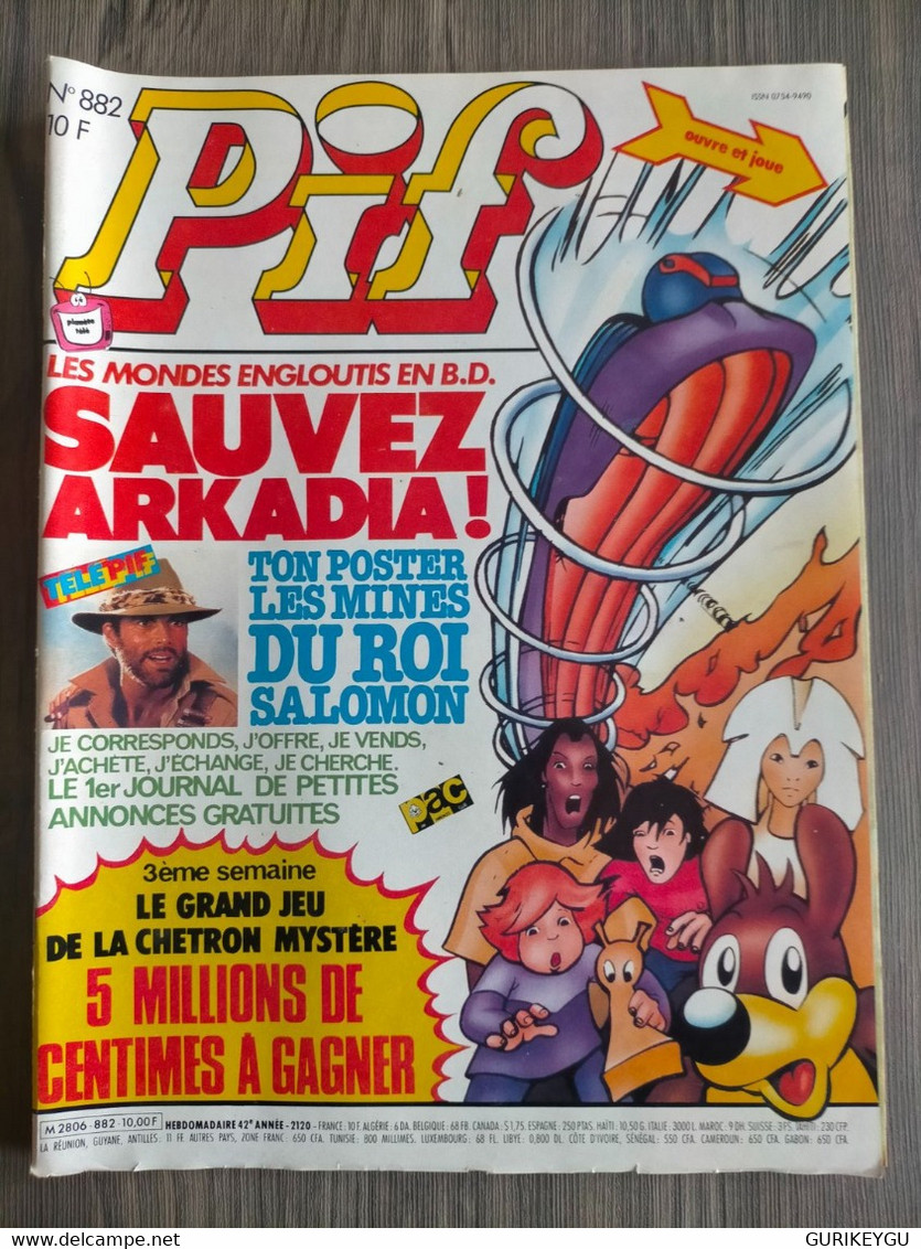 PIF GADGET N° 882 Jean Luc LAHAYE Les Mondes Engloutis Poster LES MINES DU ROI SALOMON  1986 - Pif & Hercule