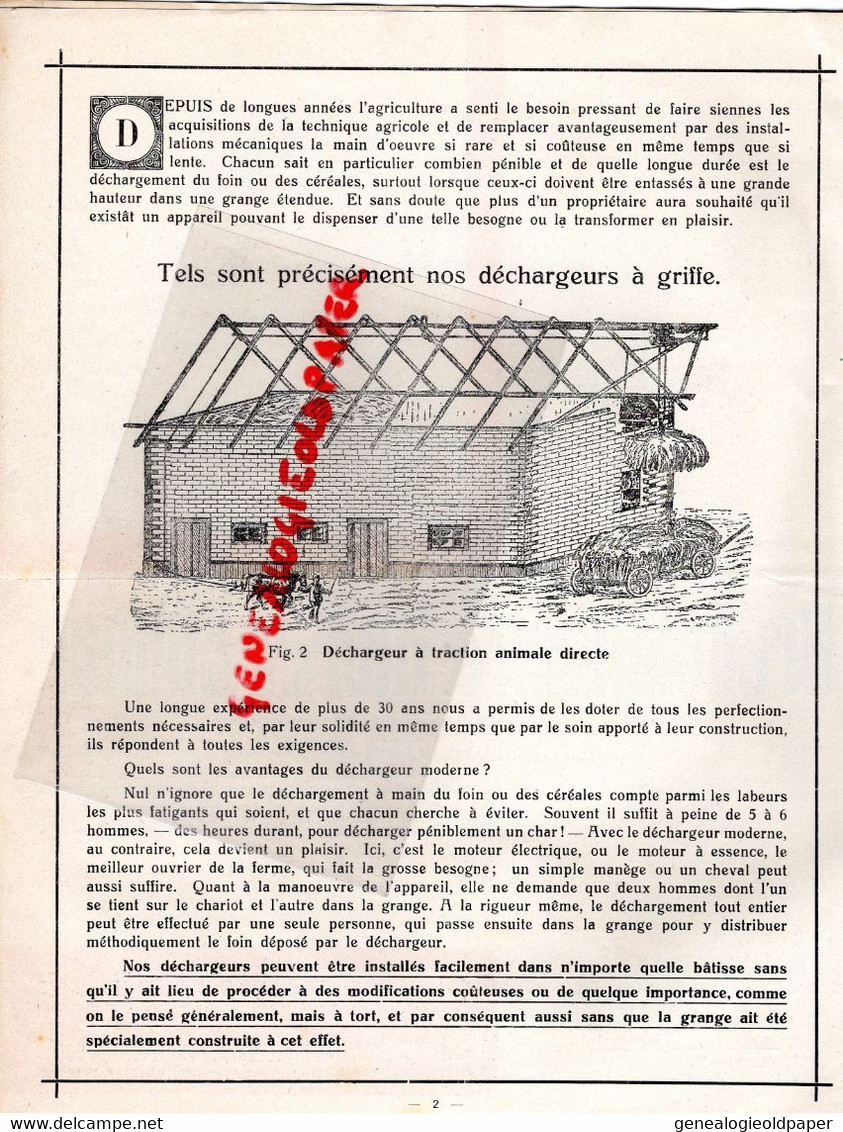 68-COLMAR-03-MOULINS-RARE PUBLICITE BRENCKMANN ITTEL-DECHARGEURS AGRICULTURE- ETS. CHAMBON 10 PLACE REPUBLIQUE 1936 - Agriculture