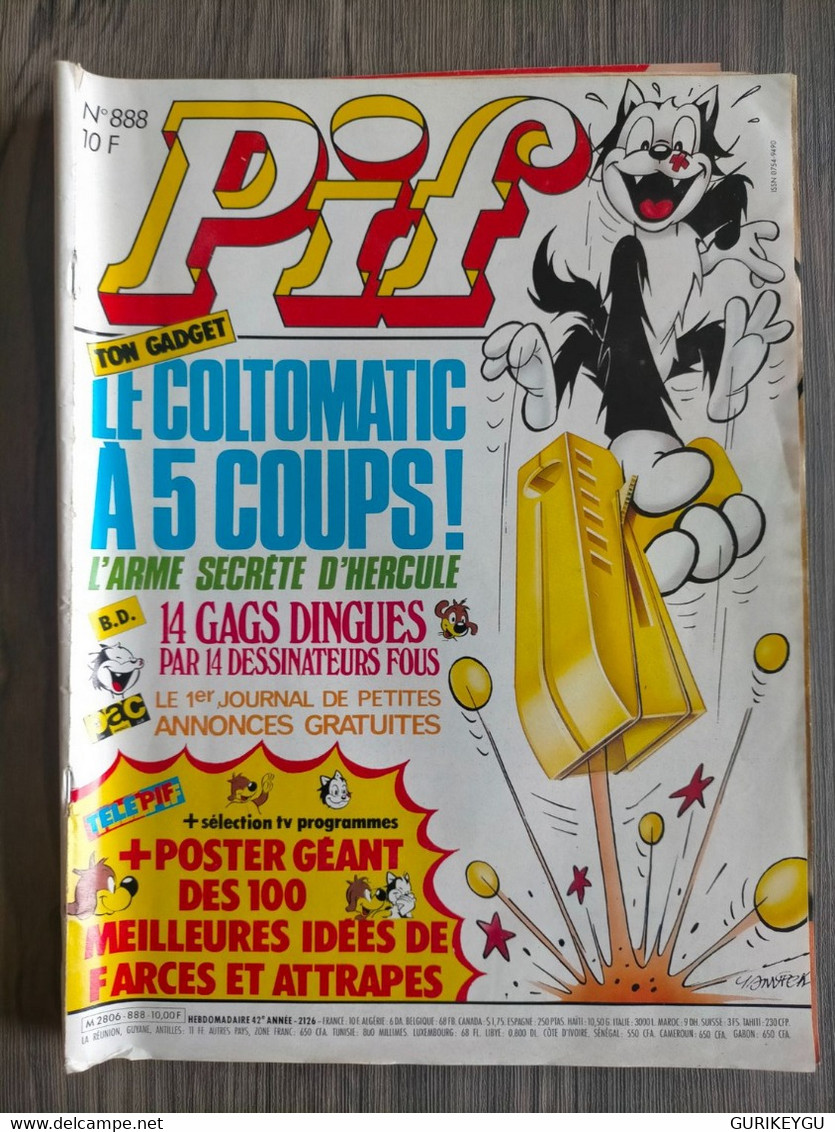 PIF GADGET N° 888 Avec Le POSTER Farces Et Attrapes 1986 - Pif & Hercule