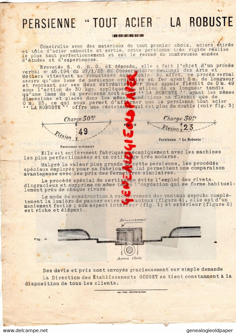 94- JOINVILLE LE PONT-PROSPECTUS PUBLICITE ETS. A. GOSSET-HANGARS AGRICOLES ACIER -AGRICULTURE - Agriculture