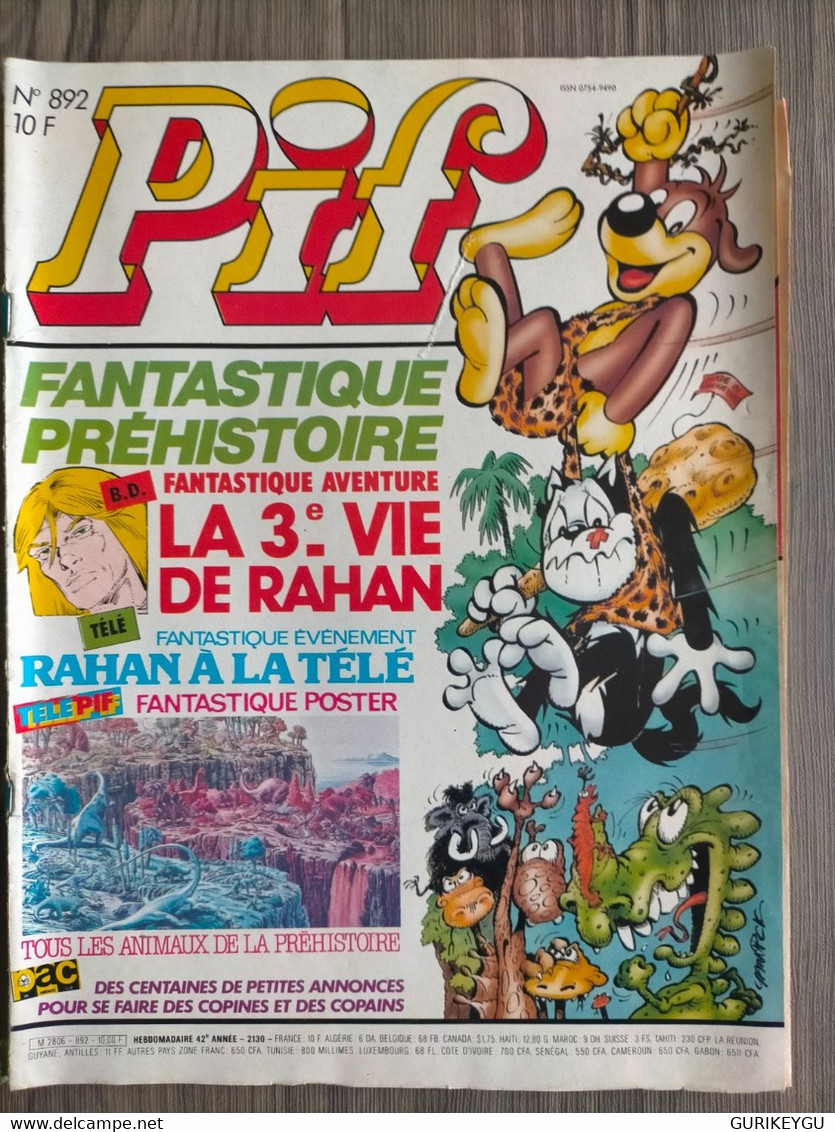 PIF GADGET N° 892 RAHAN La 3éme Vie ..  Avec Le POSTER - Pif & Hercule