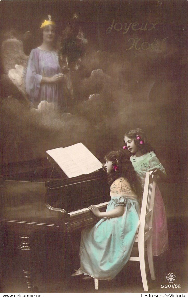 NOËL - Deux Jeunes Pianiste Joue Pour Un Ange - Carte Postale Ancienne - Altri & Non Classificati