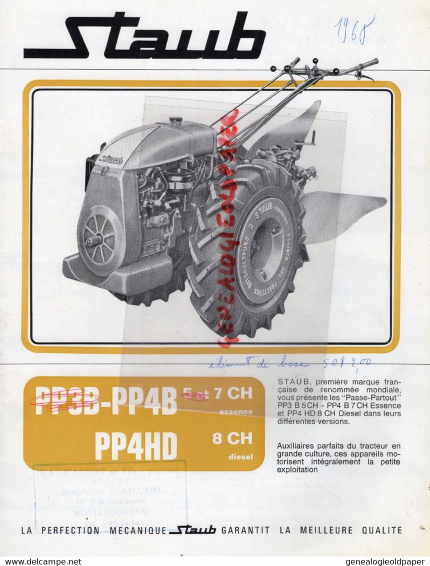 92- COURBEVOIE-RARE CATALOGUE STAUB -TRACTEUR MOTOCULTEUR-FAUCHEUSE-SEMOIR-CHARRUE-FRAISE BRABANT-CULTIVATEUR-BINEUSE - Landwirtschaft