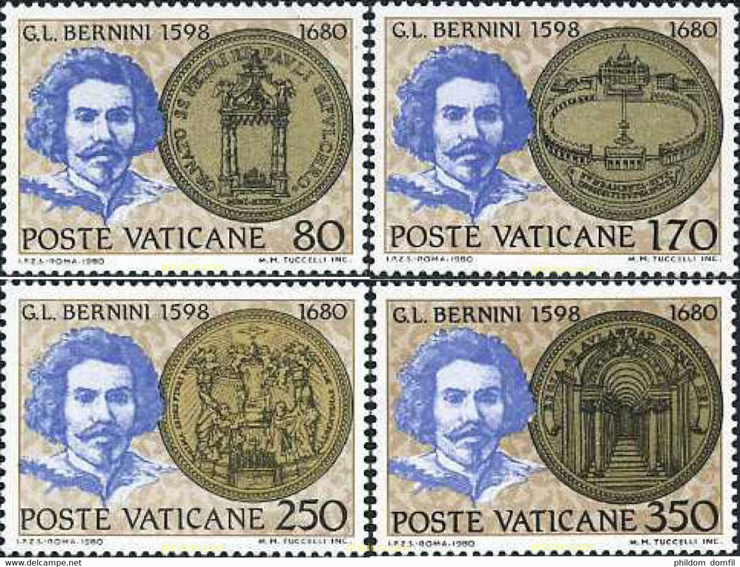 116894 MNH VATICANO 1980 300 ANIVERSARIO DE LA MUERTE DE GIAN LORENZO BERNINI - Oblitérés