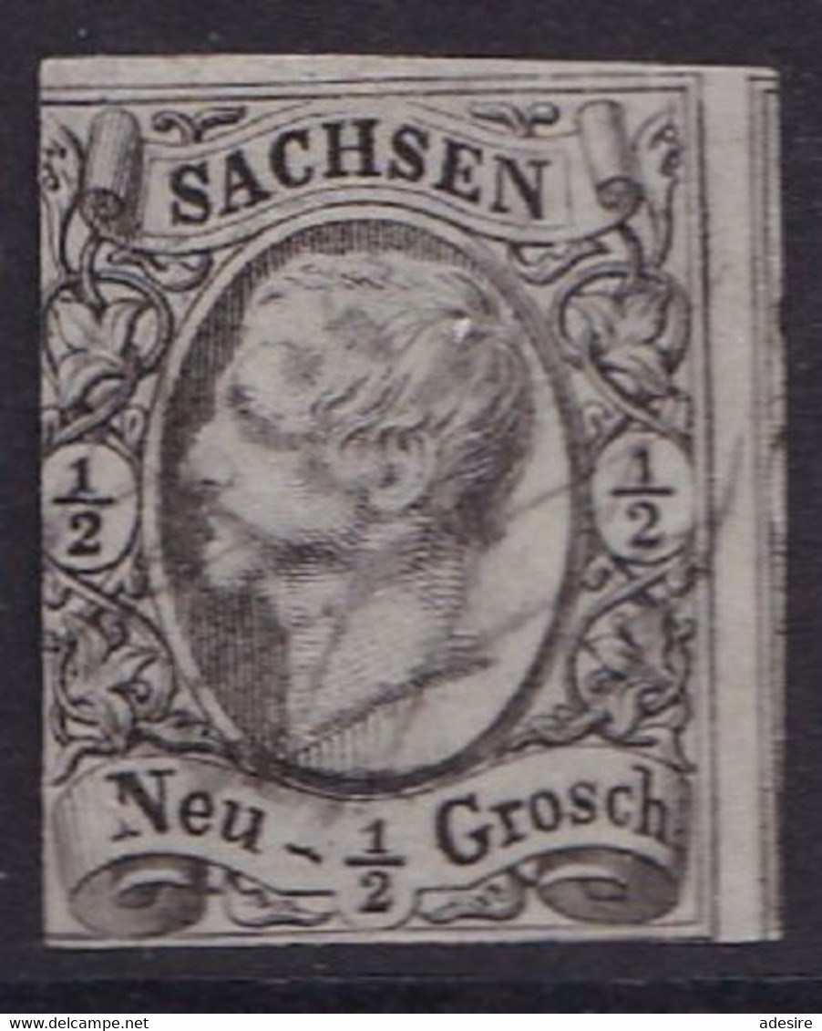 SACHSEN 1851 -- Ank3  1/2 Neugroschen Schwarz A.grau  ○ KatWert > 13 € ... - Sachsen