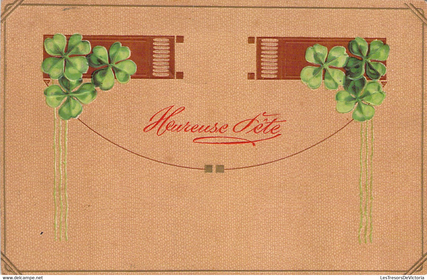 Heureuse Fête - Trèfle à 4 Feuilles  - Carte Postale Ancienne - Andere & Zonder Classificatie