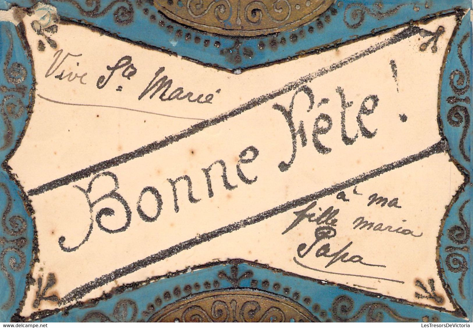 Bonne Fête - Vive Ste Marie - Relief Paillettes - Carte Postale Ancienne - Autres & Non Classés