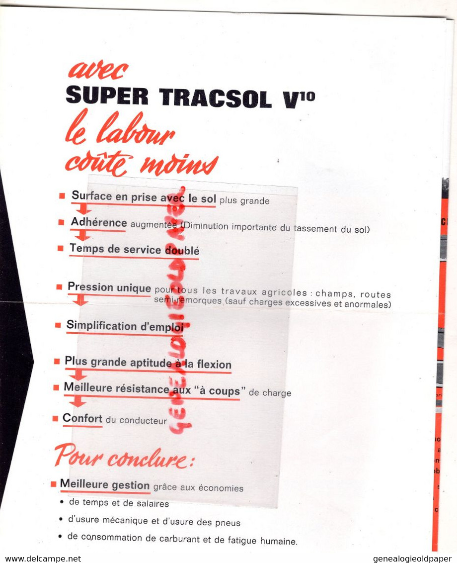 92- COLOMBES- PARIS- RARE PROSPECTUS PUBLICITE PNEUMATIQUES TRACTEUR KLEBER  SUPER TRACSOL V10- 1962 - Landwirtschaft