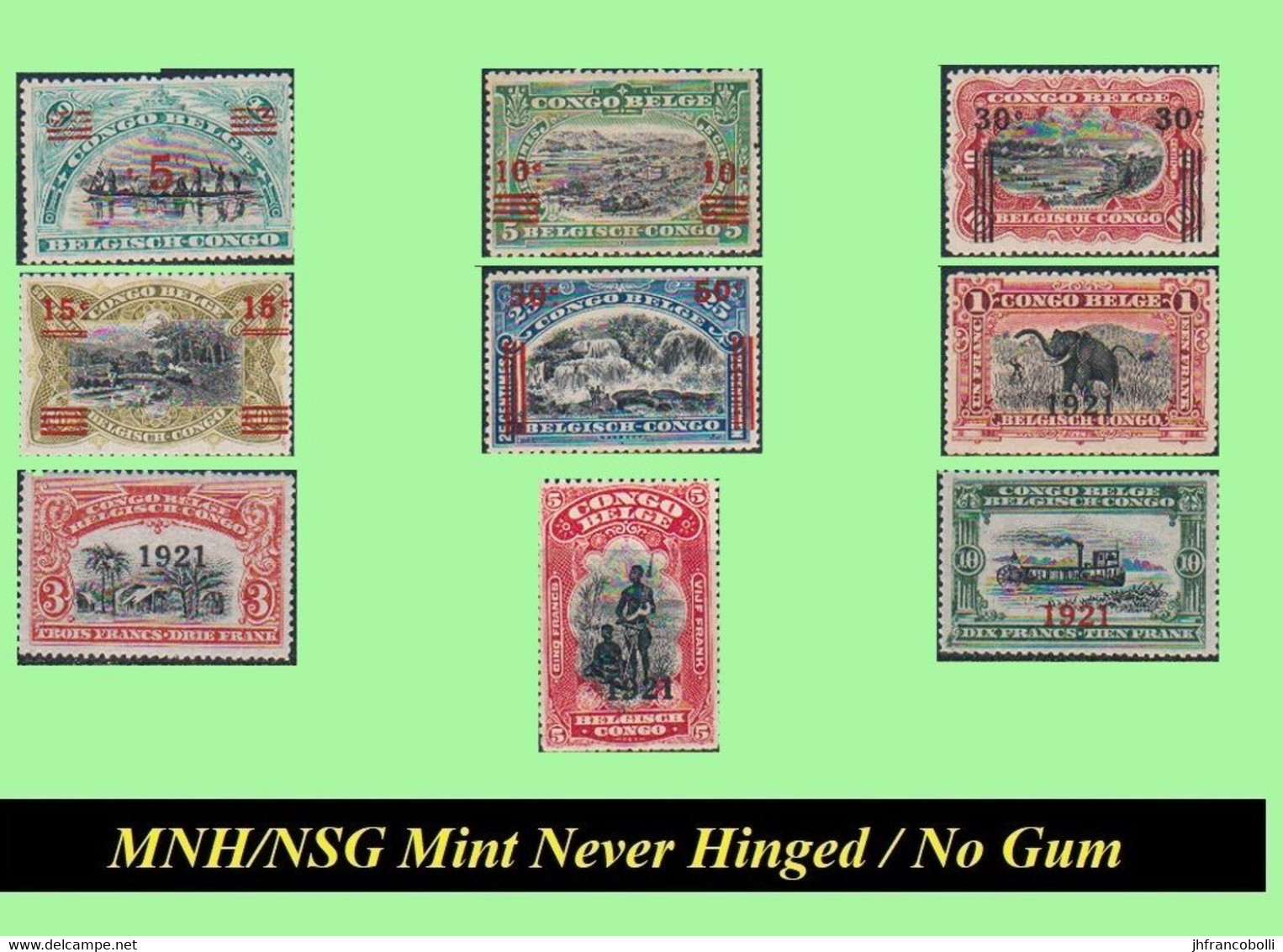 1921 ** BELGIAN CONGO / CONGO BELGE = COB MNH/NSG 085/087+89/94 MALINES "OVERPRINTED" (red Or Black) ( X 9 Stamps) - Neufs