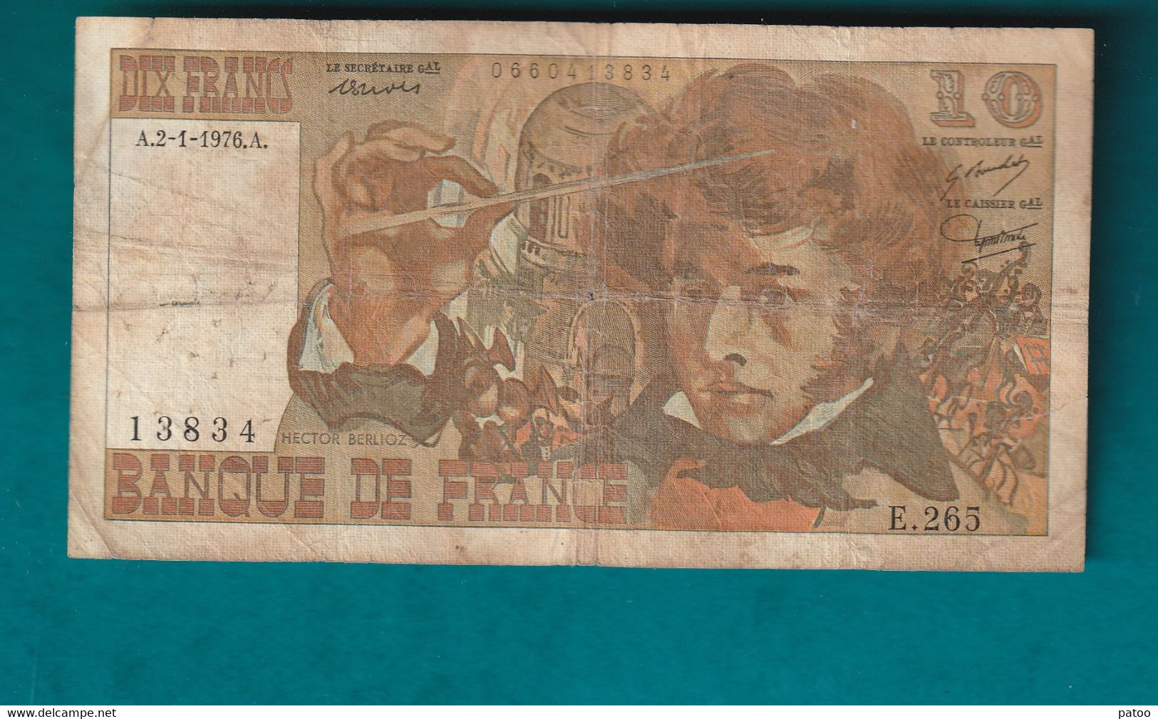 BILLET 10FR  DE 1976  / VENDU EN L'ETAT ( Cf Scan) - 10 F 1972-1978 ''Berlioz''