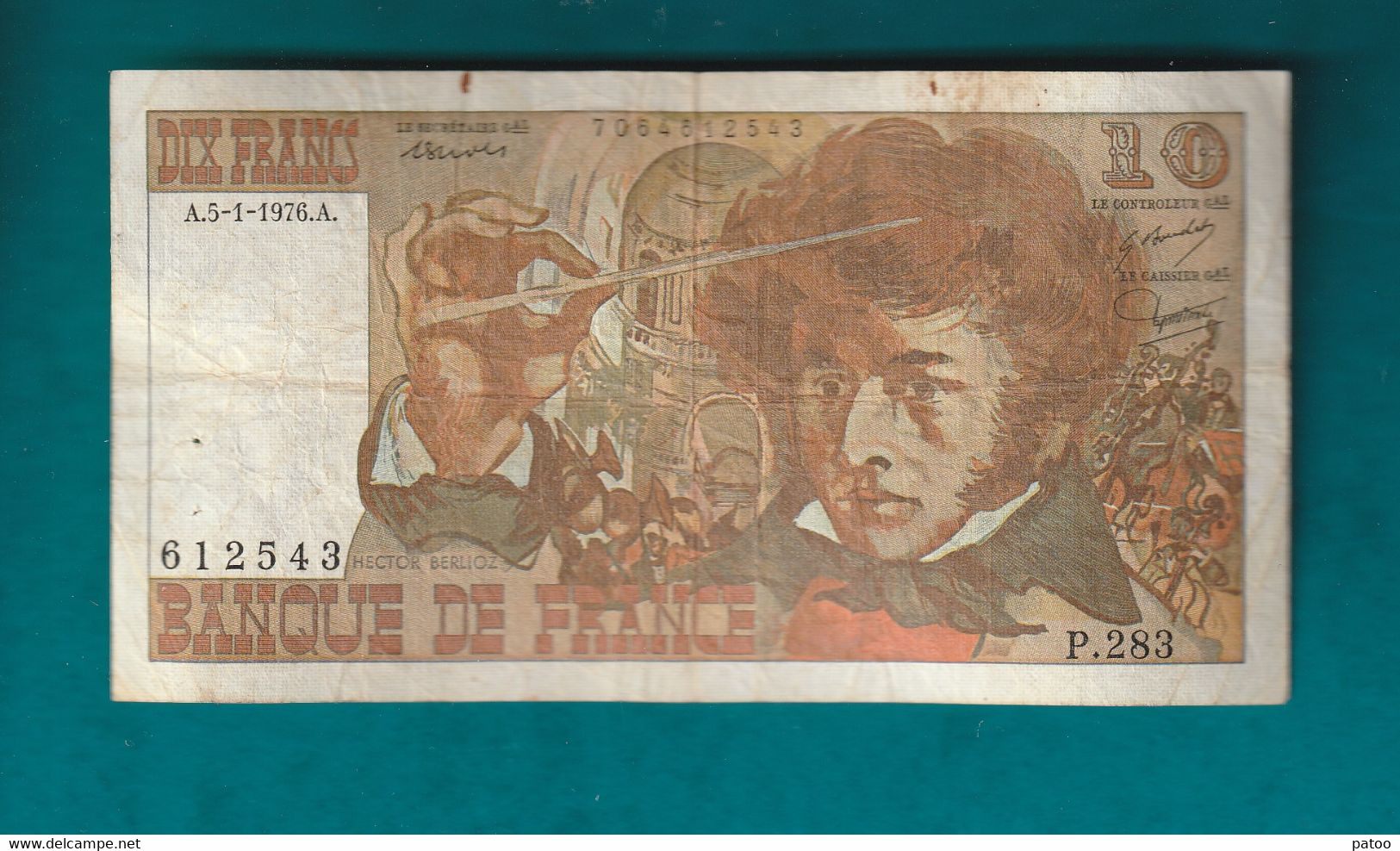 BILLET 10FR  DE 1976  / VENDU EN L'ETAT ( Cf Scan) - 10 F 1972-1978 ''Berlioz''