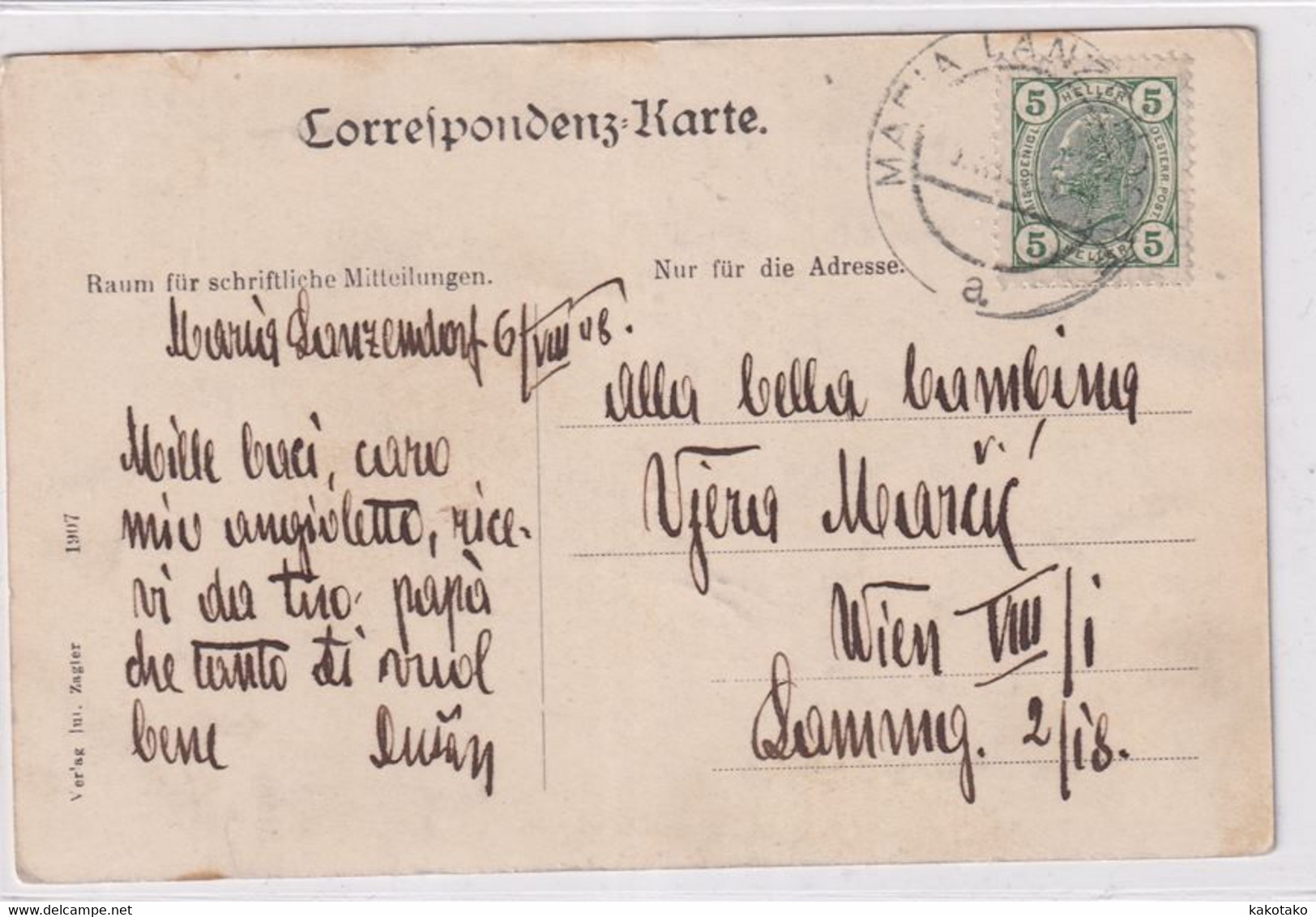 MARIA LANZENDORF , Austria , Old Postcard , Travelled 1908. - Bruck An Der Leitha