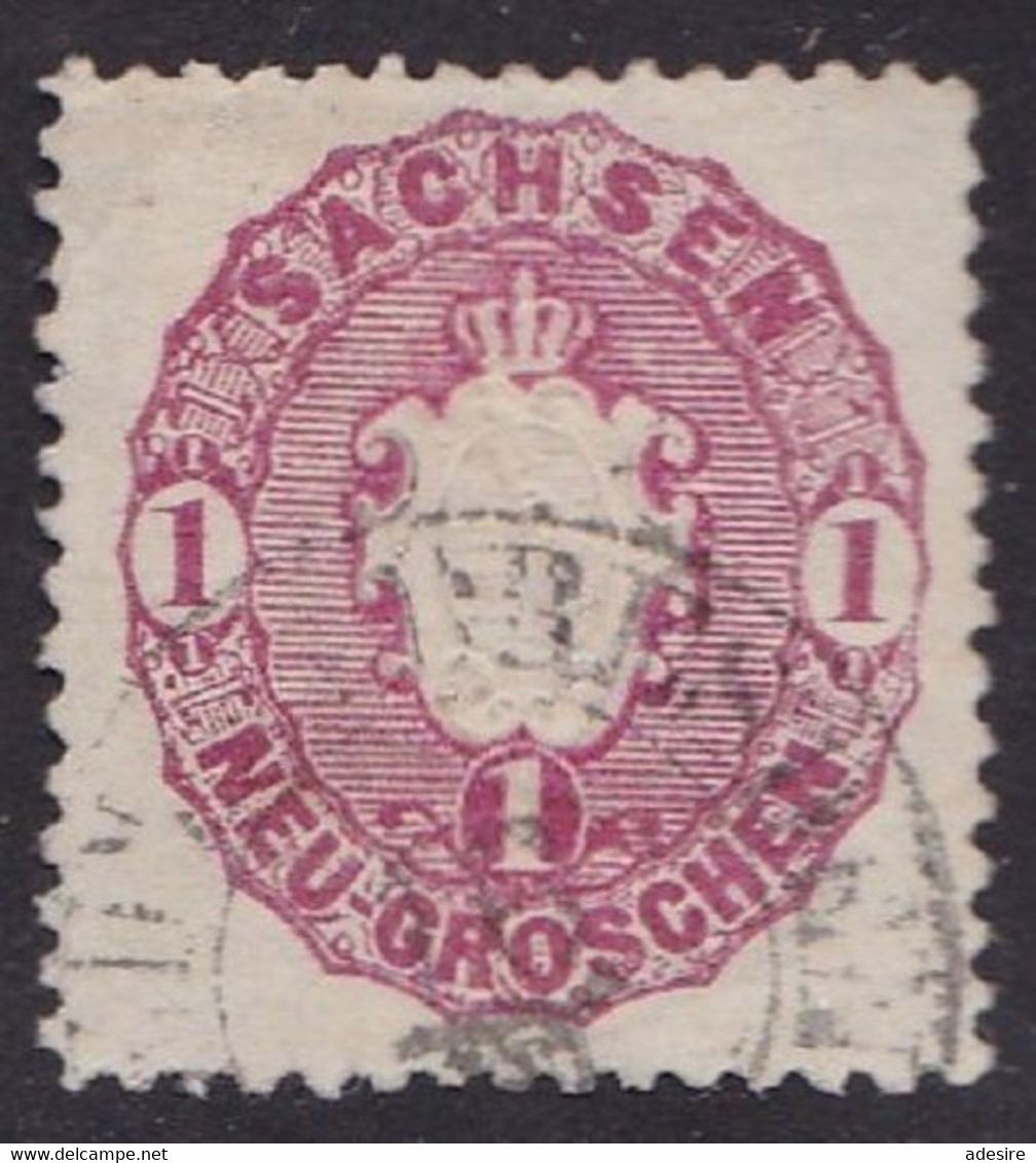SACHSEN 1863 -- Ank16  1 Neugroschen Rosa ○, Marke KatWert > 3 € ... - Sachsen