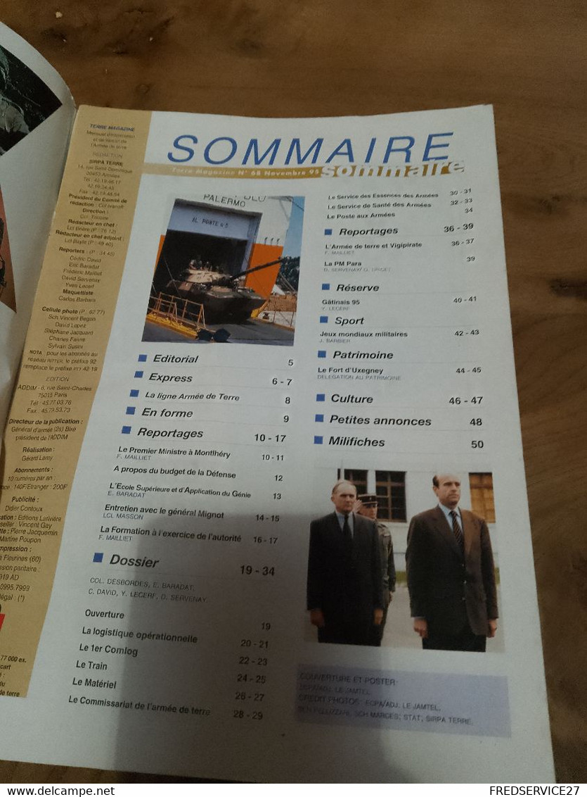 76/ TERRE MAGAZINE SOMMAIRE EN PHOTO N° 68 1995 VIGIPIRATE/ LA LOGISTIQUE - Wapens