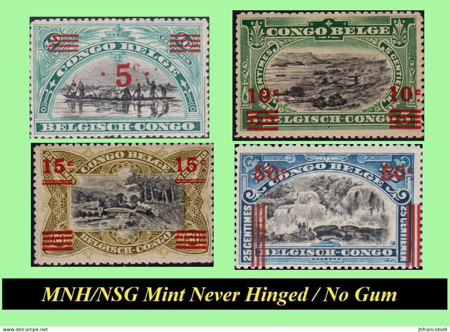 1921 ** BELGIAN CONGO / CONGO BELGE = COB MNH/NSG 085/087+090 MALINES "OVERPRINTED" (red Or Black) ( X 4 Stamps) - Nuovi