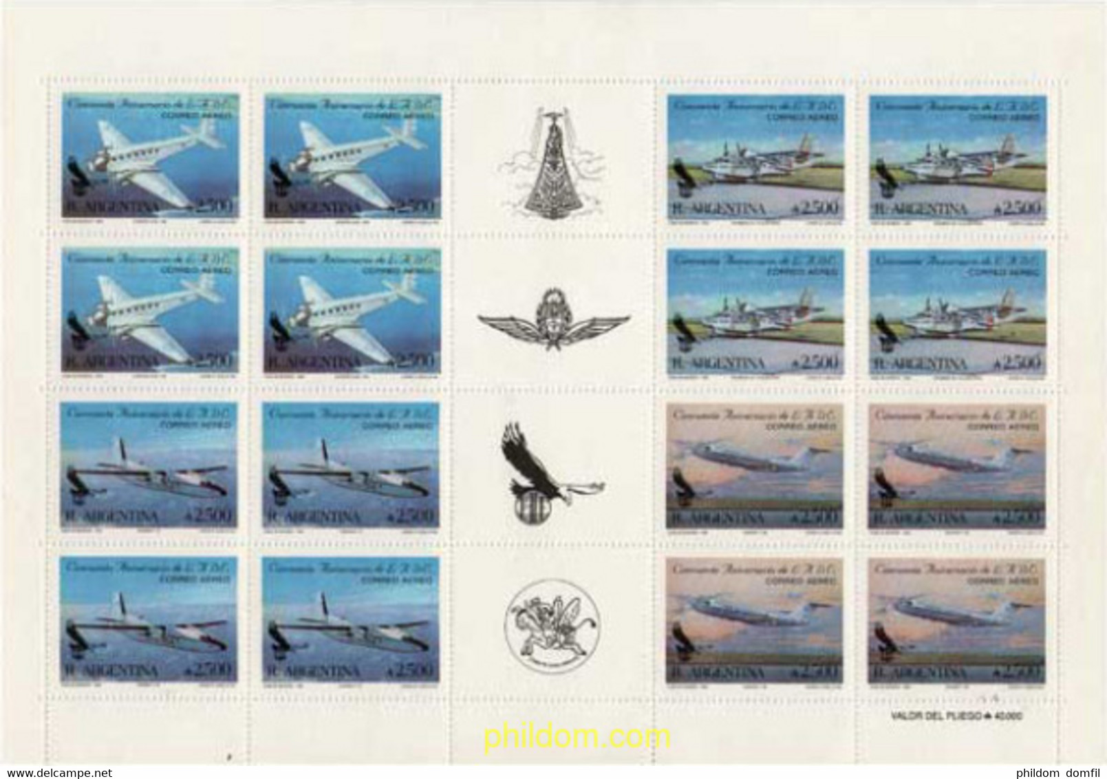 159361 MNH ARGENTINA 1990 50 ANIVERSARIO DE LAS LINEAS AEREAS ARGENTINAS - Used Stamps