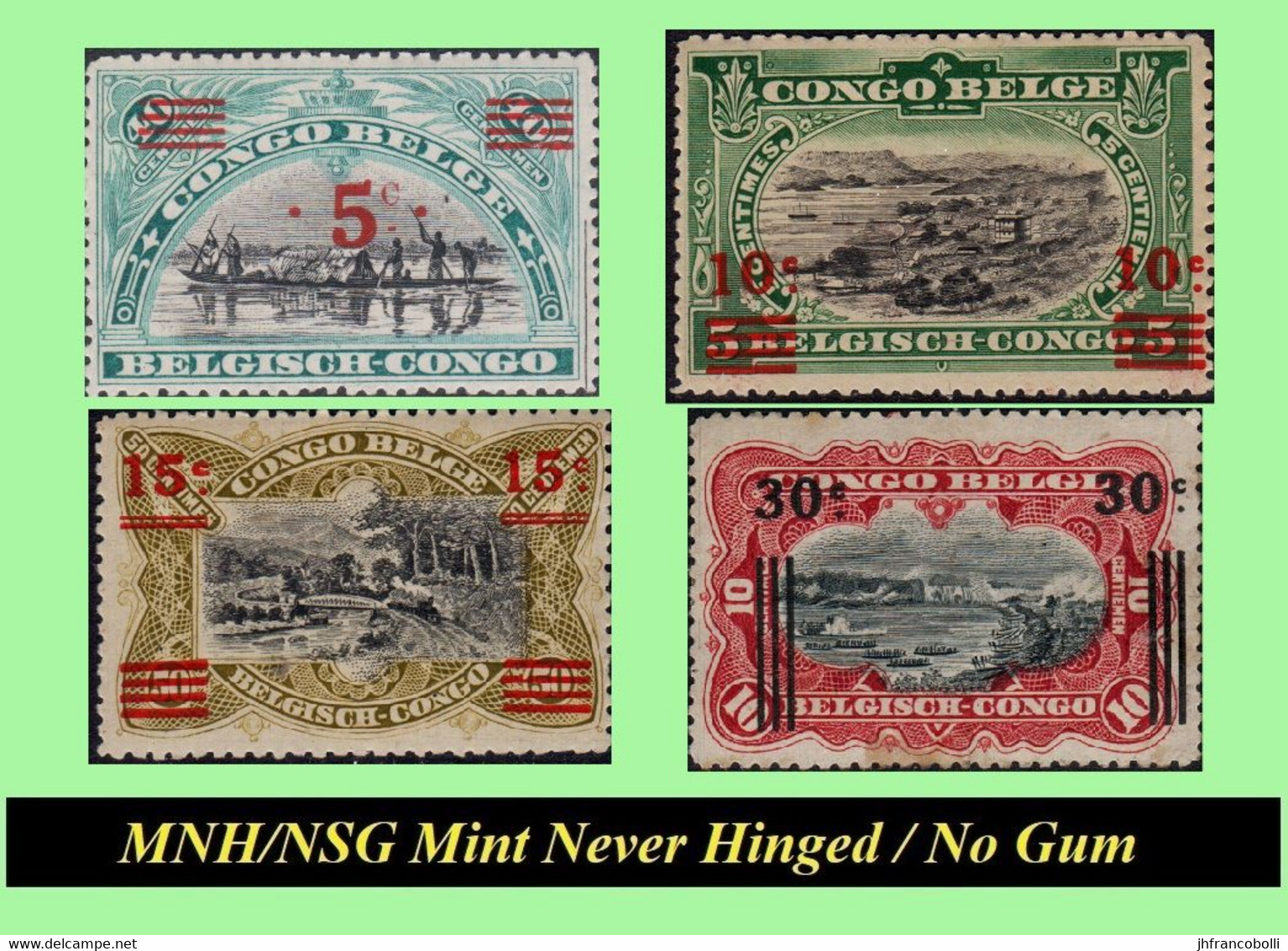 1921 ** BELGIAN CONGO / CONGO BELGE = COB MNH/NSG 085/087+089 MALINES "OVERPRINTED" (red Or Black) ( X 4 Stamps) - Ungebraucht