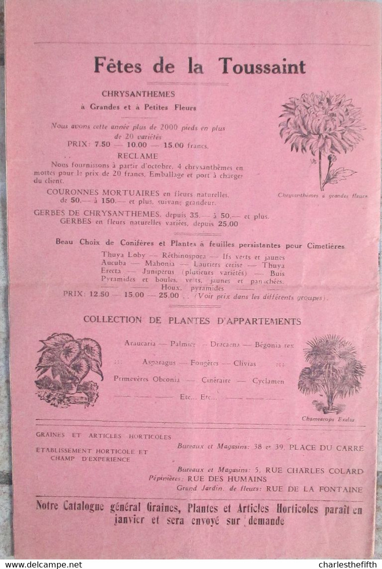 GRANDE BROCHURE / CATALOGUE 1928 - BASTOGNE - CATALOGUE DES PEPINIERES AVEC PRIX - ARBRES FRUITIERS ETC - 8 Pages - Advertising