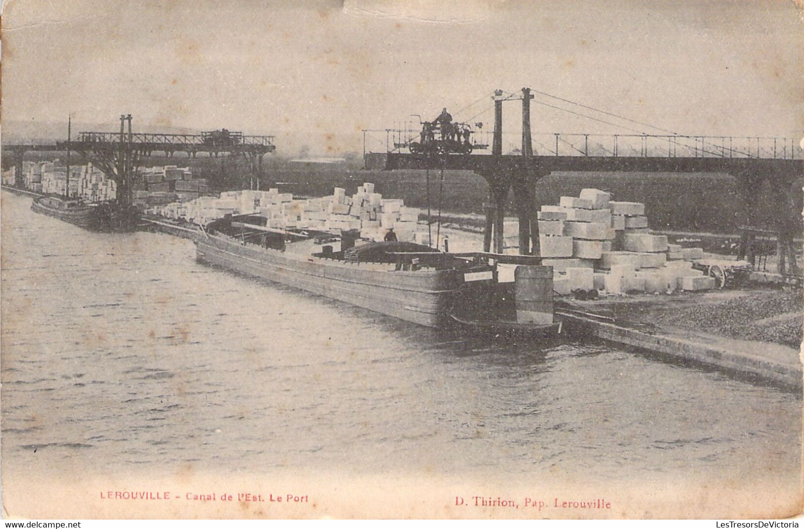 FRANCE - 55 - LEROUVILLE - Canal De L'Est - Le Port - D. THIRION - Péniche - Carte Postale Ancienne - Lerouville