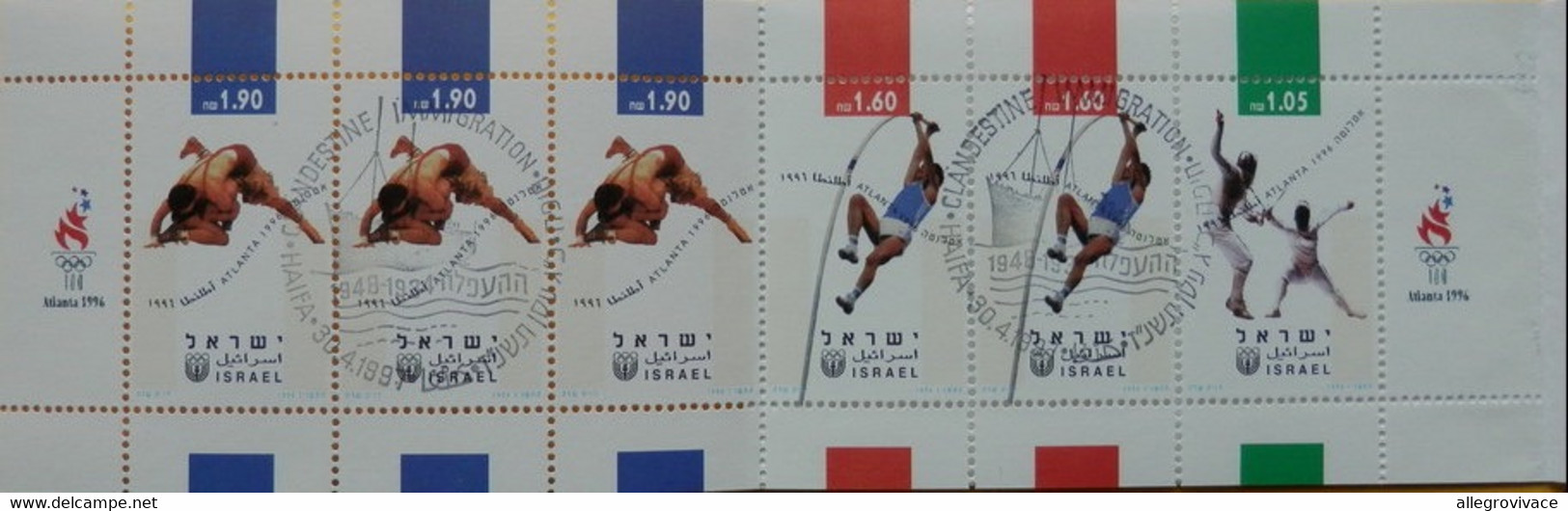 Israel 1996, FIRST DAY / OLYMPICS ATLANTA: Mi 1397-99, Type I, (BK) - Gebraucht (mit Tabs)