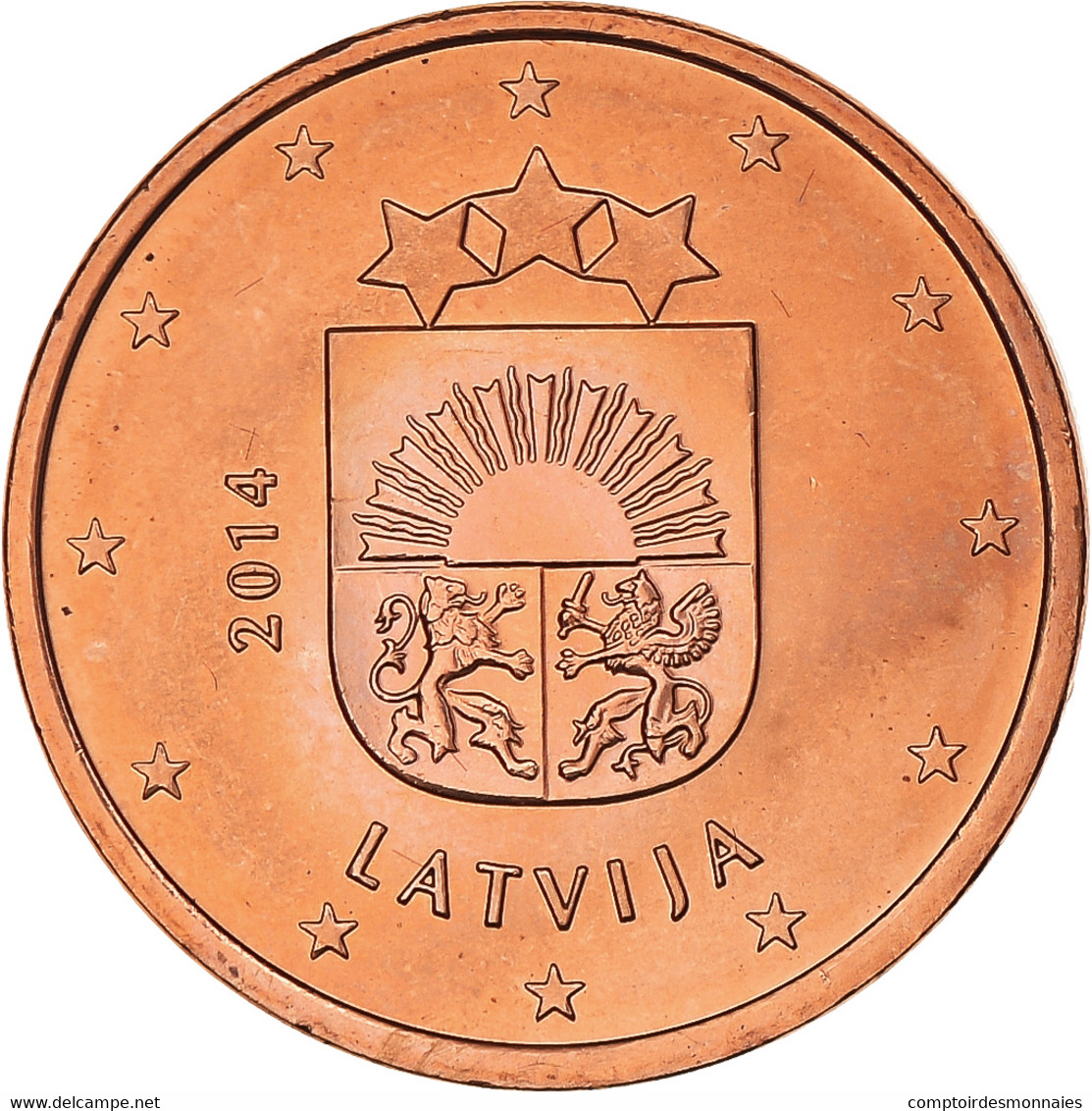 Lettonie, 5 Euro Cent, 2014, FDC, Cuivre Plaqué Acier - Lettonia