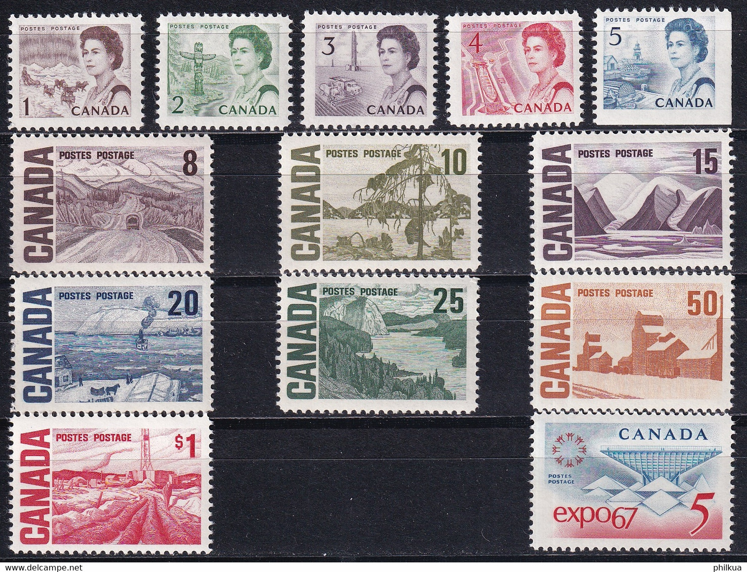 MiNr. 398 - 409 Kanada 1967, 8. Febr./1969. Freimarken Jahrhundertfeier - Postfrisch/**/MNH - Nuovi
