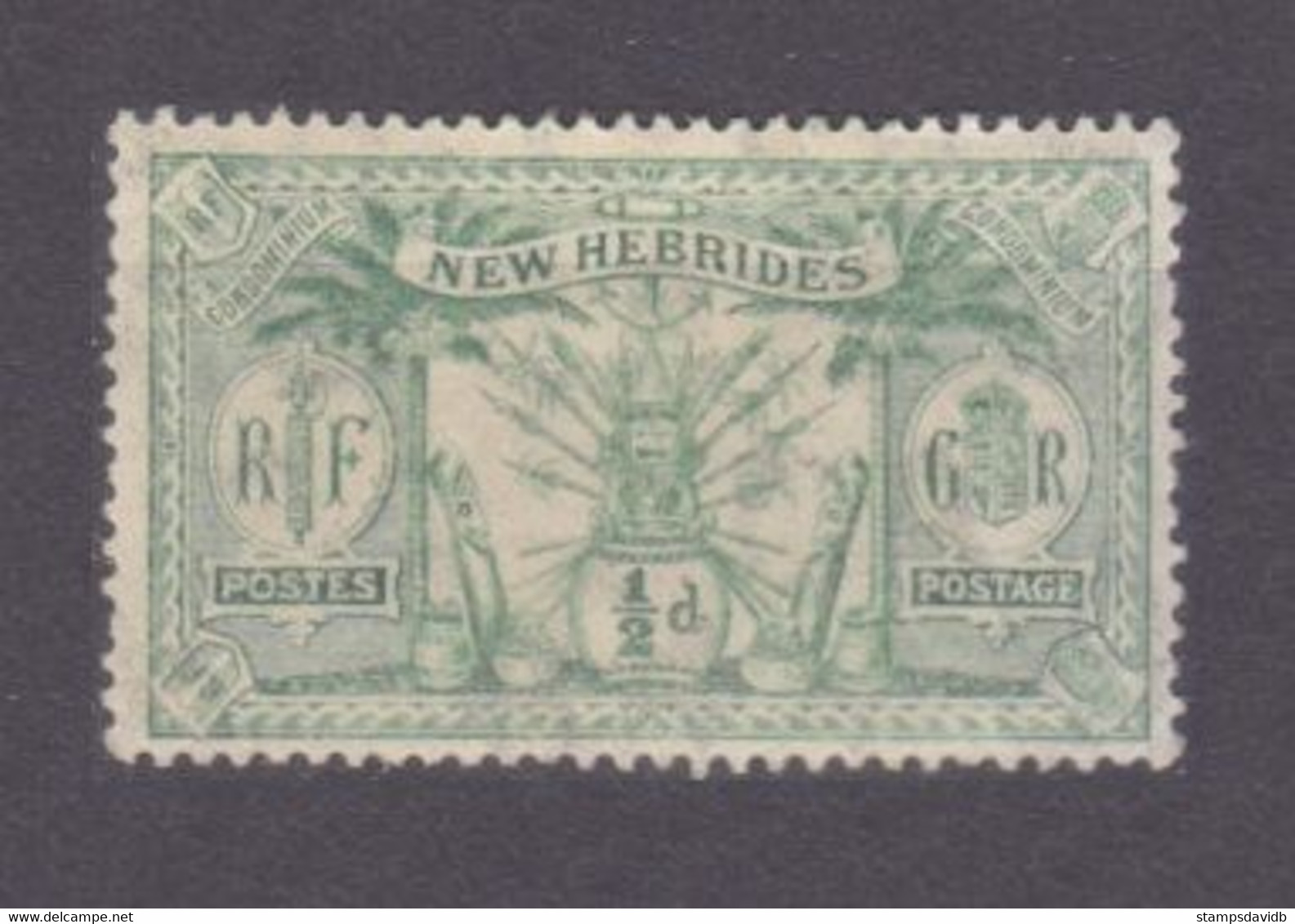 1911 New Hebrides 27 MLH Weapons And Idols - Unused Stamps