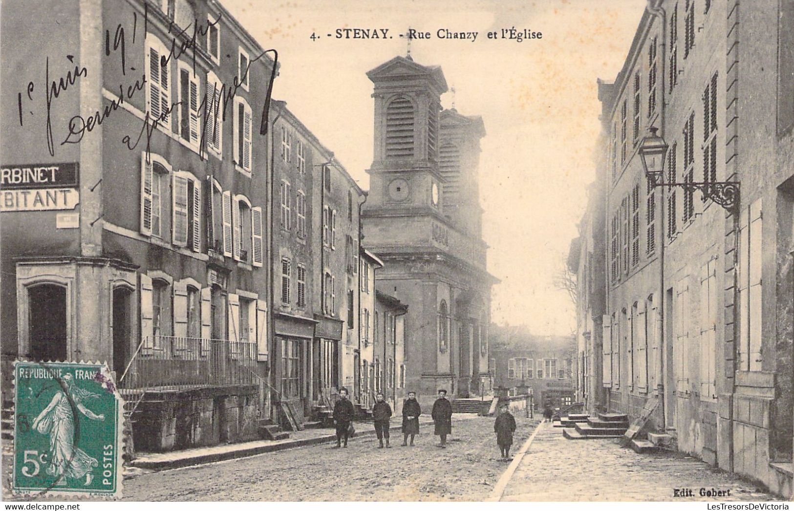 FRANCE - 55 - STENAY - Rue Chanzy Et L'église - Edit Gobert - Carte Postale Ancienne - Stenay