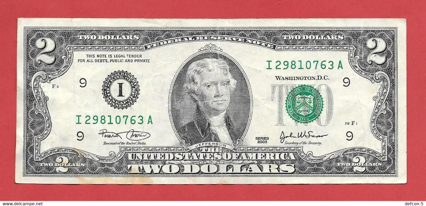 Rarität ! 1X 2 US-Dollar Auf Informations-Blatt [2003] > I 29810763 A < {$002-002BL} - Nationale Valuta
